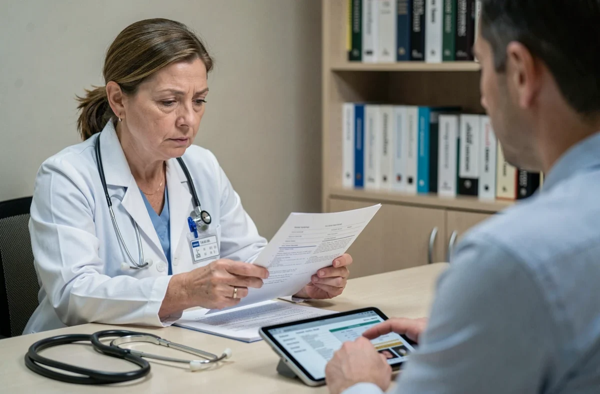 Médecin femme consultant une patiente pour analyser les résultats d'une perte de poids rapide et identifier des causes médicales potentielles de douleurs musculaires