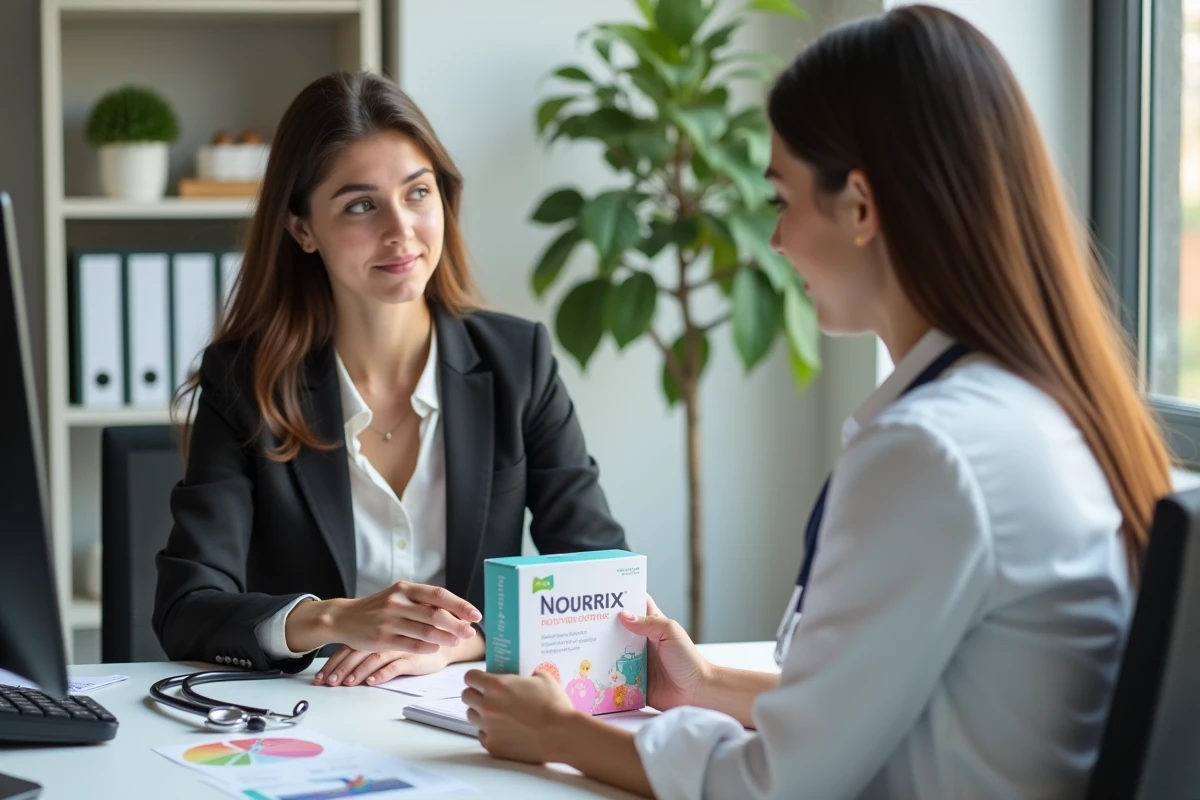Jeune femme consulte un nutritionniste dans un bureau lumineux
