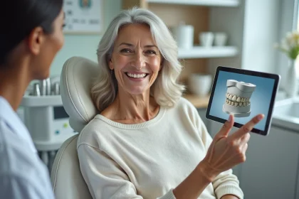 Femme souriante dans une clinique dentaire moderne