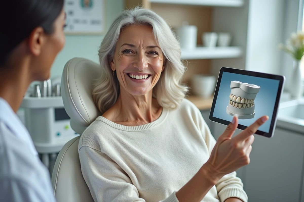 Femme souriante dans une clinique dentaire moderne
