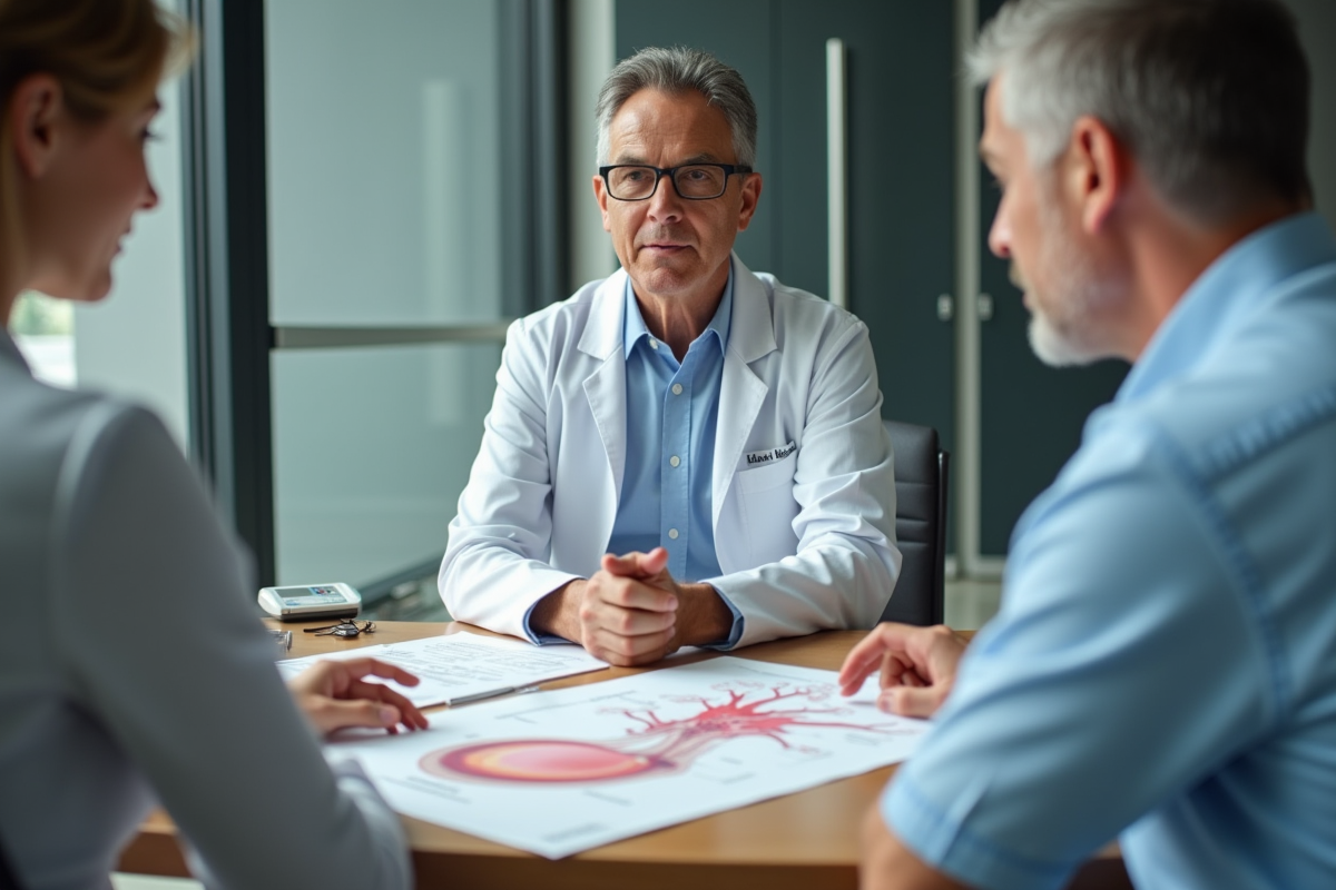Médecin expliquant le développement du bébé à une femme enceinte